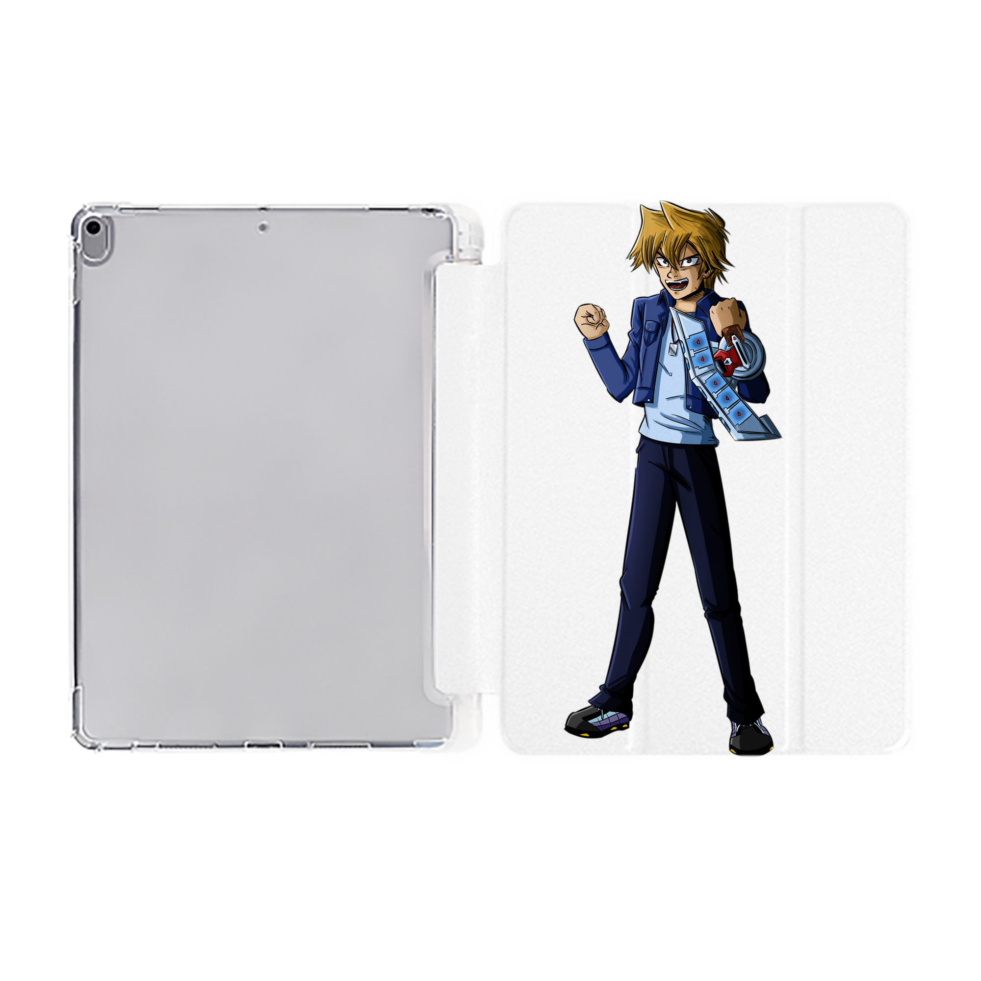 （画像用） 遊☆戯☆王 Yu-Gi-Oh! IPad ケース ペン収納付き 三つ折りスタンド PUレザー×シリコン 対応機種9.5/10.5/10.9インチ